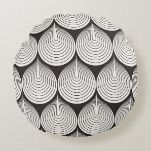 Seamless pattern. Stylish monochrome ornament. Geo Round Cushion