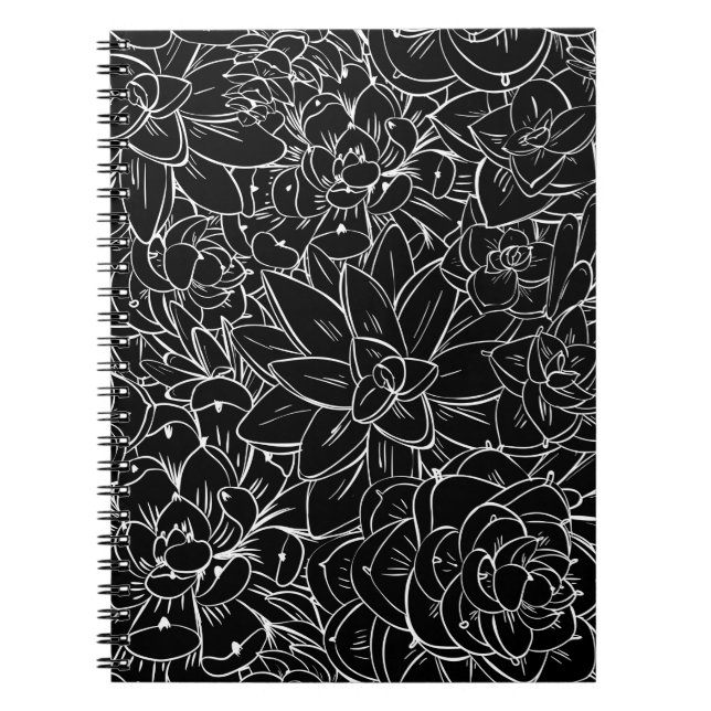Seamless pattern succulent. Floral vintage design  Notebook (Front)