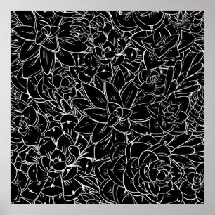 Seamless pattern succulent. Floral vintage design  Poster