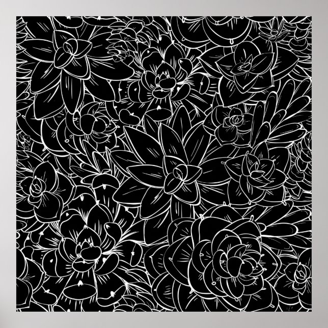 Seamless pattern succulent. Floral vintage design  Poster (Front)