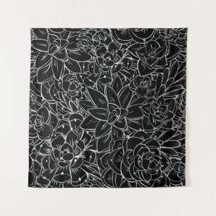 Seamless pattern succulent. Floral vintage design Tapestry