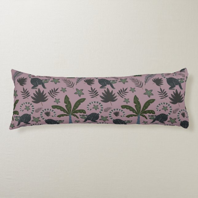 Seamless pattern Tropical animals monkey jumping Body Cushion (Front)