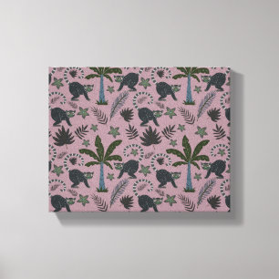 Seamless pattern Tropical animals monkey jumping Canvas Print