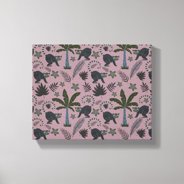 Seamless pattern Tropical animals monkey jumping Canvas Print (Front)