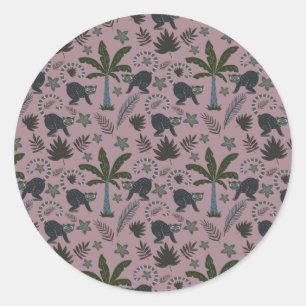 Seamless pattern Tropical animals monkey jumping Classic Round Sticker