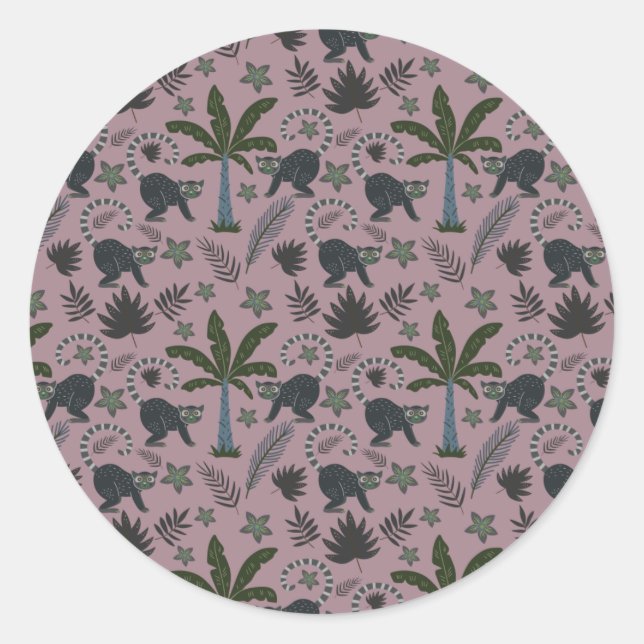 Seamless pattern Tropical animals monkey jumping Classic Round Sticker (Front)