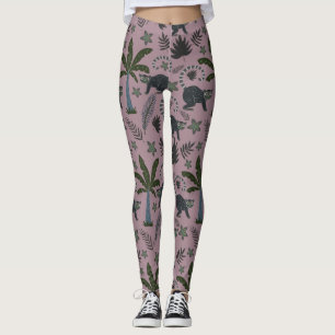 Seamless pattern Tropical animals monkey jumping Leggings