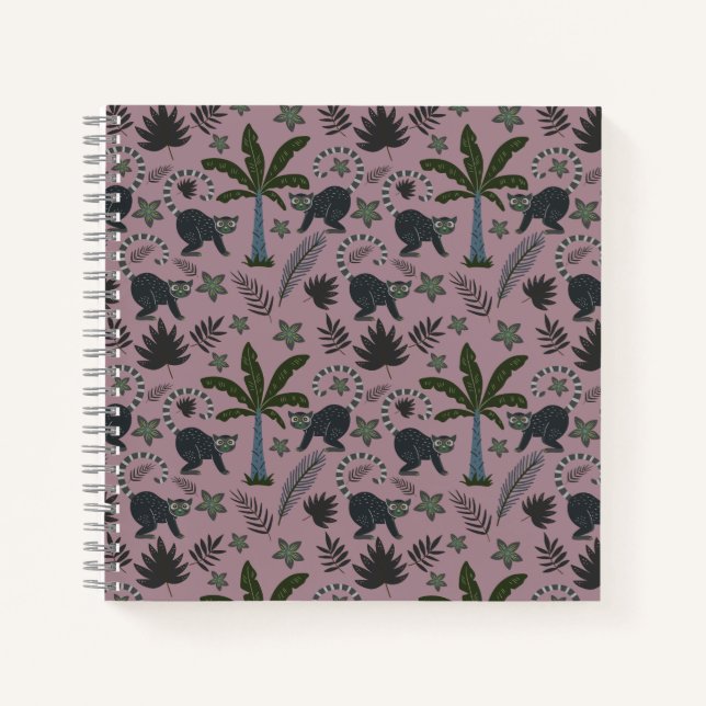 Seamless pattern Tropical animals monkey jumping Notebook (Front)