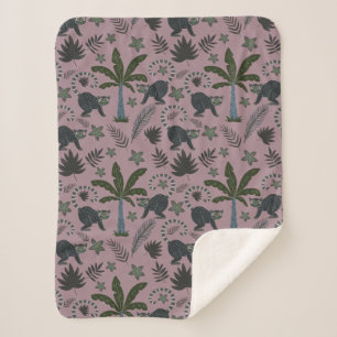 Seamless pattern Tropical animals monkey jumping Sherpa Blanket
