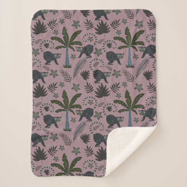 Seamless pattern Tropical animals monkey jumping Sherpa Blanket (Front)