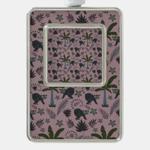 Seamless pattern Tropical animals monkey jumping Silver Plated Framed Ornament