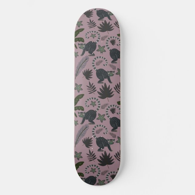 Seamless pattern Tropical animals monkey jumping Skateboard (Front)