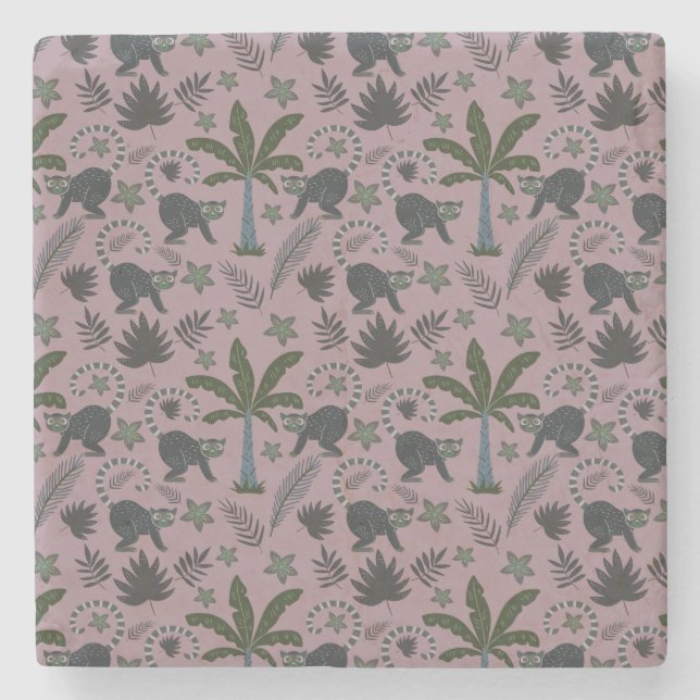 Seamless pattern Tropical animals monkey jumping Stone Coaster (Front)