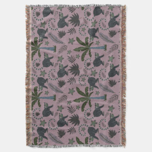 Seamless pattern Tropical animals monkey jumping Throw Blanket