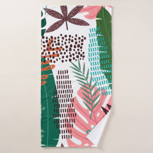 Seamless pattern tropical background with Monstera Bath Towel