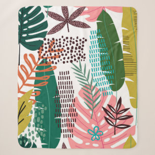 Seamless pattern tropical background with Monstera Sherpa Blanket