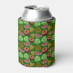 Seamless pattern tropical fruit & green background can cooler