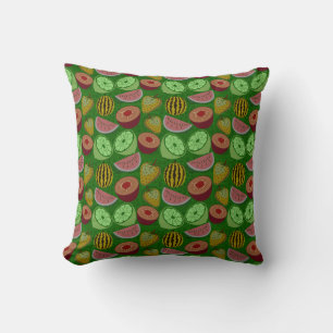 Seamless pattern tropical fruit & green background cushion