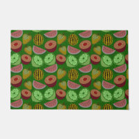 Seamless pattern tropical fruit & green background