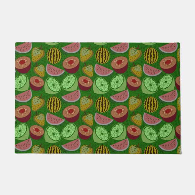 Seamless pattern tropical fruit & green background doormat (Front)