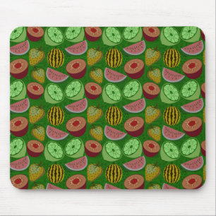 Seamless pattern tropical fruit & green background mouse mat