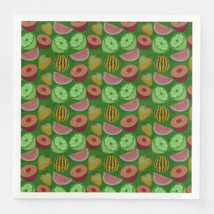Seamless pattern tropical fruit & green background napkin