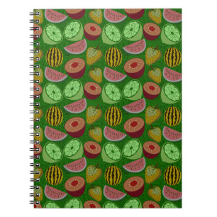 Seamless pattern tropical fruit & green background notebook