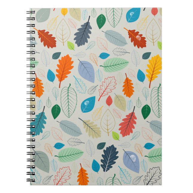 Seamless Pattern - vintage Autumn Leaves Illustrat Notebook (Front)