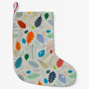 Seamless Pattern - vintage Autumn Leaves Illustrat Small Christmas Stocking