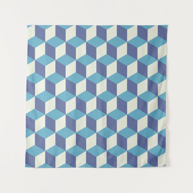 Seamless pattern Vintage cube art, abstract illust Tapestry (Front)