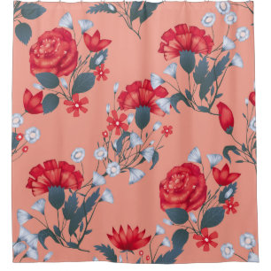 Seamless pattern vintage floral design with roses. shower curtain