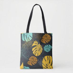 seamless pattern wallpaper of tropical leaf tote bag