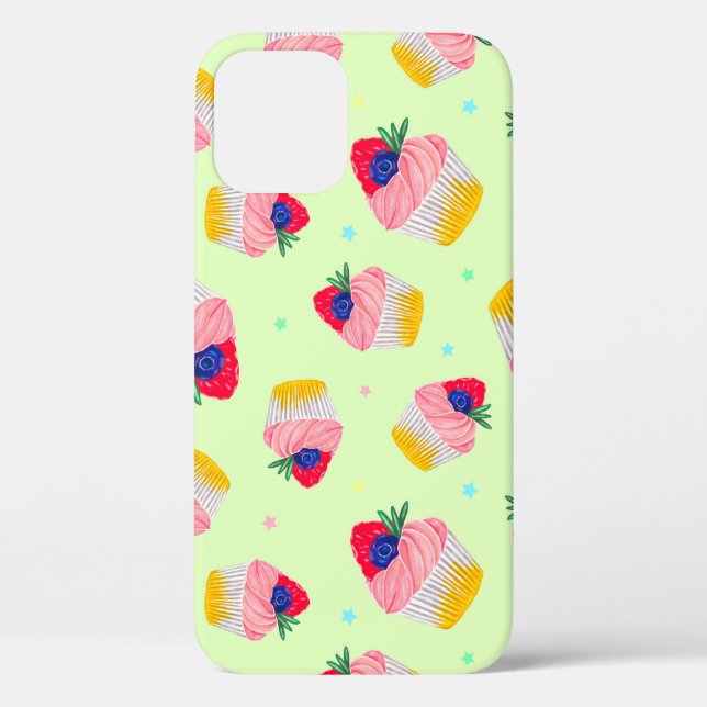 Seamless pattern with a cupcake with strawberries  Case-Mate iPhone case (Back)