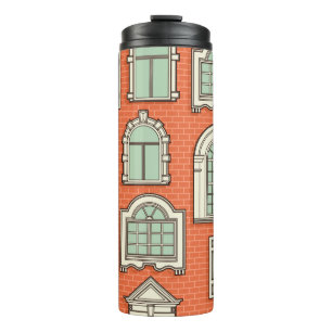 Seamless pattern with a vintage windows. thermal tumbler
