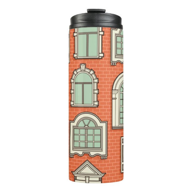 Seamless pattern with a vintage windows.  thermal tumbler (Front)