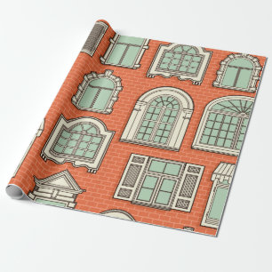 Seamless pattern with a vintage windows. wrapping paper
