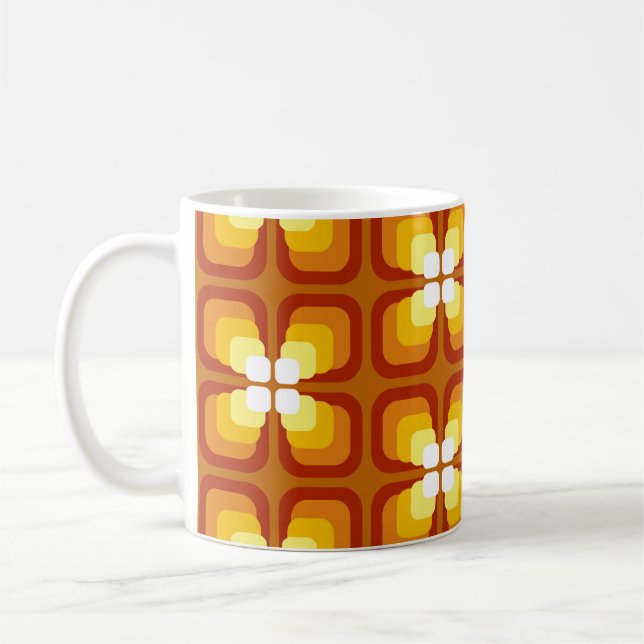 Seamless pattern with abstract floral elements and coffee mug (Left)