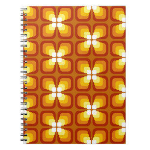 Seamless pattern with abstract floral elements and notebook