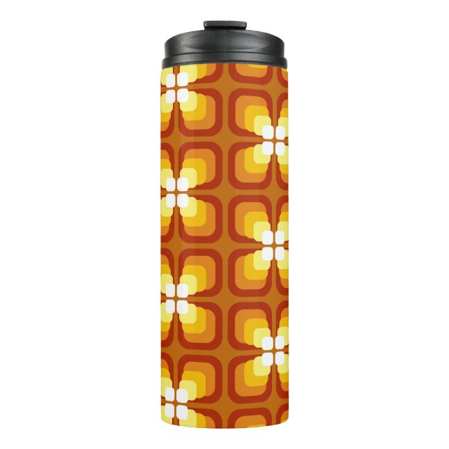 Seamless pattern with abstract floral elements and thermal tumbler (Front)
