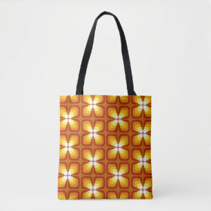 Seamless pattern with abstract floral elements and tote bag