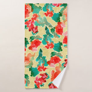 Seamless pattern with Abstract flowers drawn by a Bath Towel