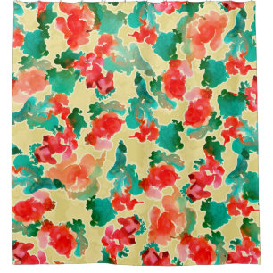 Seamless pattern with Abstract flowers drawn by a Shower Curtain