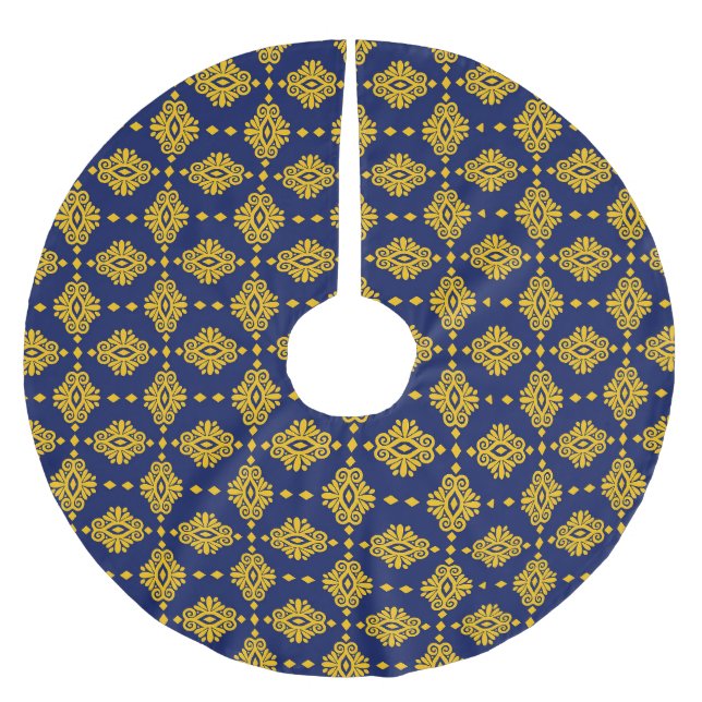 Seamless Pattern With Abstract Geometric Style.  Brushed Polyester Tree Skirt (Front)