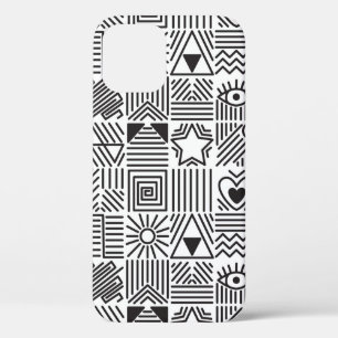 Seamless pattern with abstract line art mosaic in  iPhone 12 case