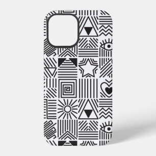 Seamless pattern with abstract line art mosaic in iPhone 12 case