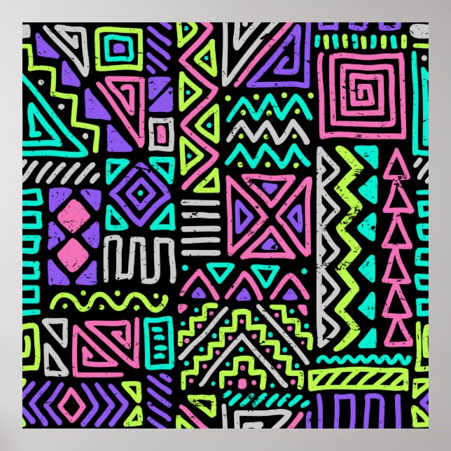  seamless pattern with abstract lines. geometric a poster (Front)