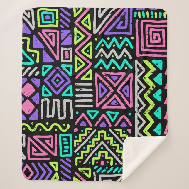  seamless pattern with abstract lines. geometric a sherpa blanket (Front)