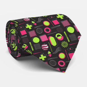 Seamless Pattern With Acid Neon Green And Pink Tie