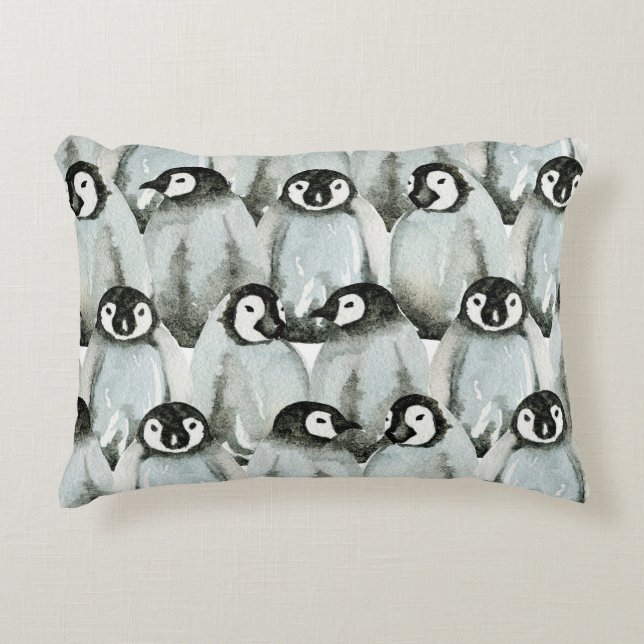 Seamless pattern with adorable penguins. decorative cushion (Front)