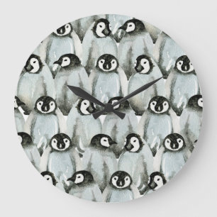 Seamless pattern with adorable penguins. large clock